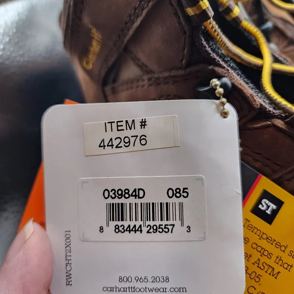 Carhartt Men's Brown Boot Insulated Steel toe 8.5D Leather Slip Resistant NIB - Picture 13 of 16
